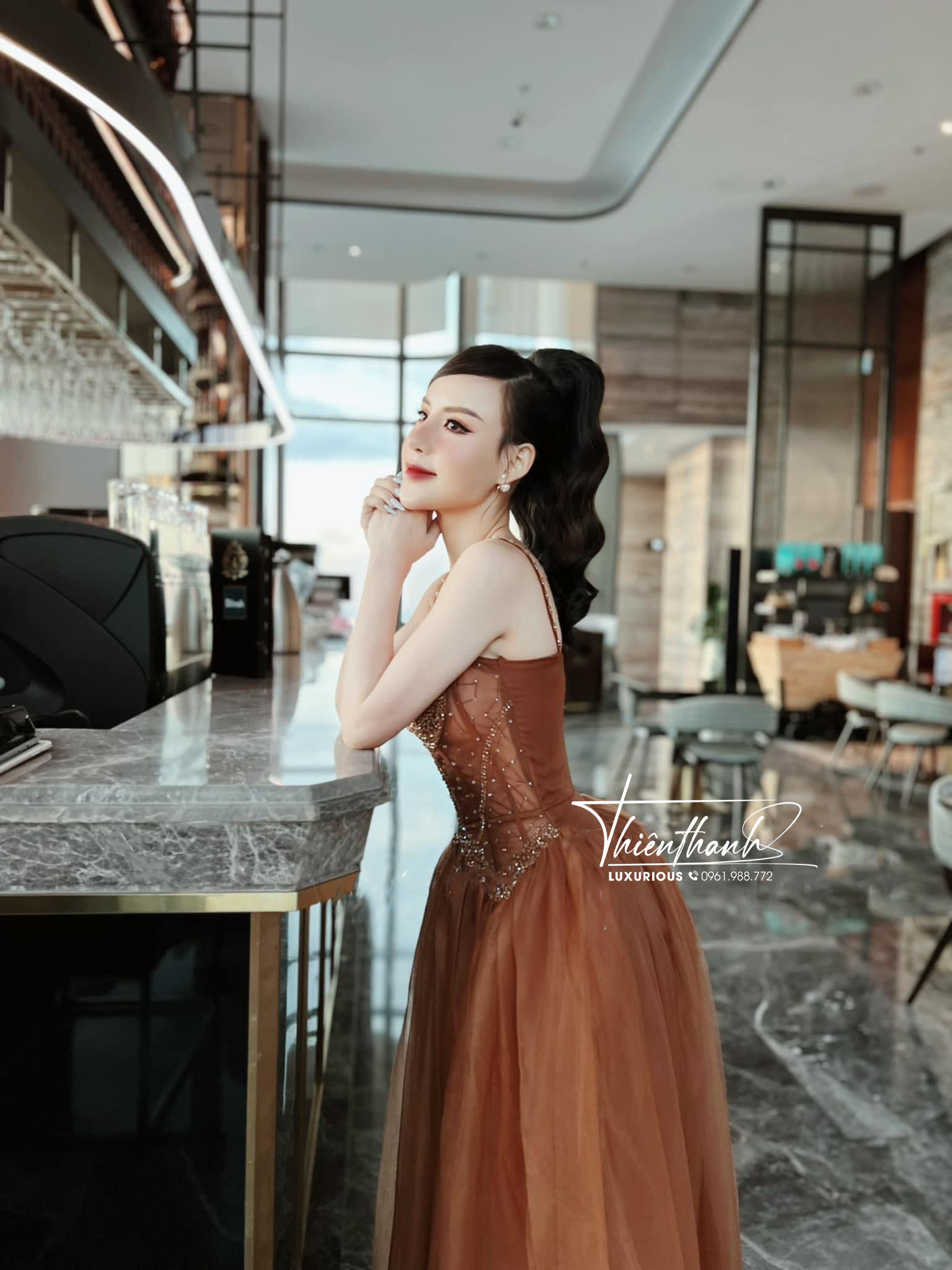 Đầm TK Hai Dây Xoè Dáng Dài Cúp Ngực Đính Đá