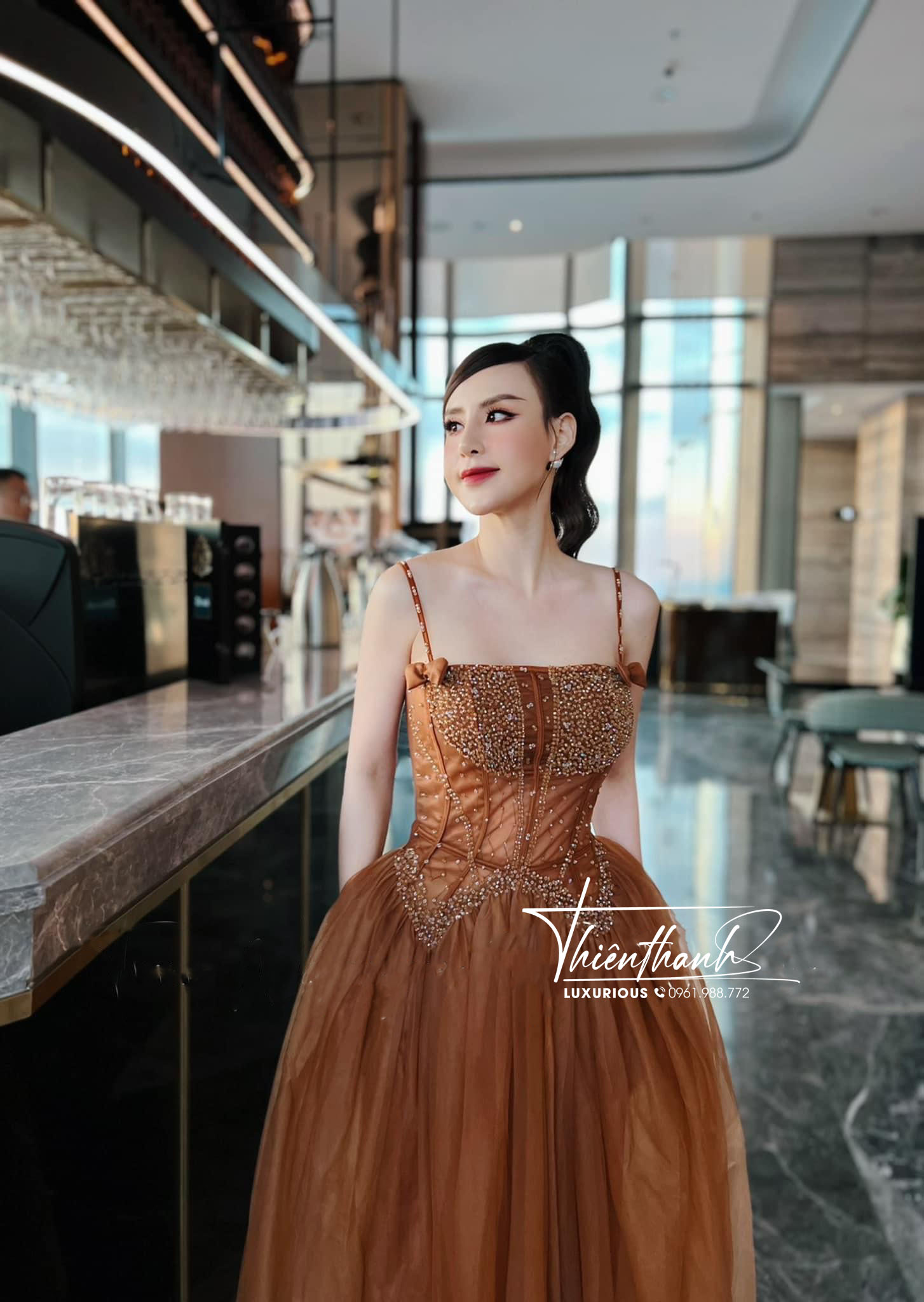 Đầm TK Hai Dây Xoè Dáng Dài Cúp Ngực Đính Đá