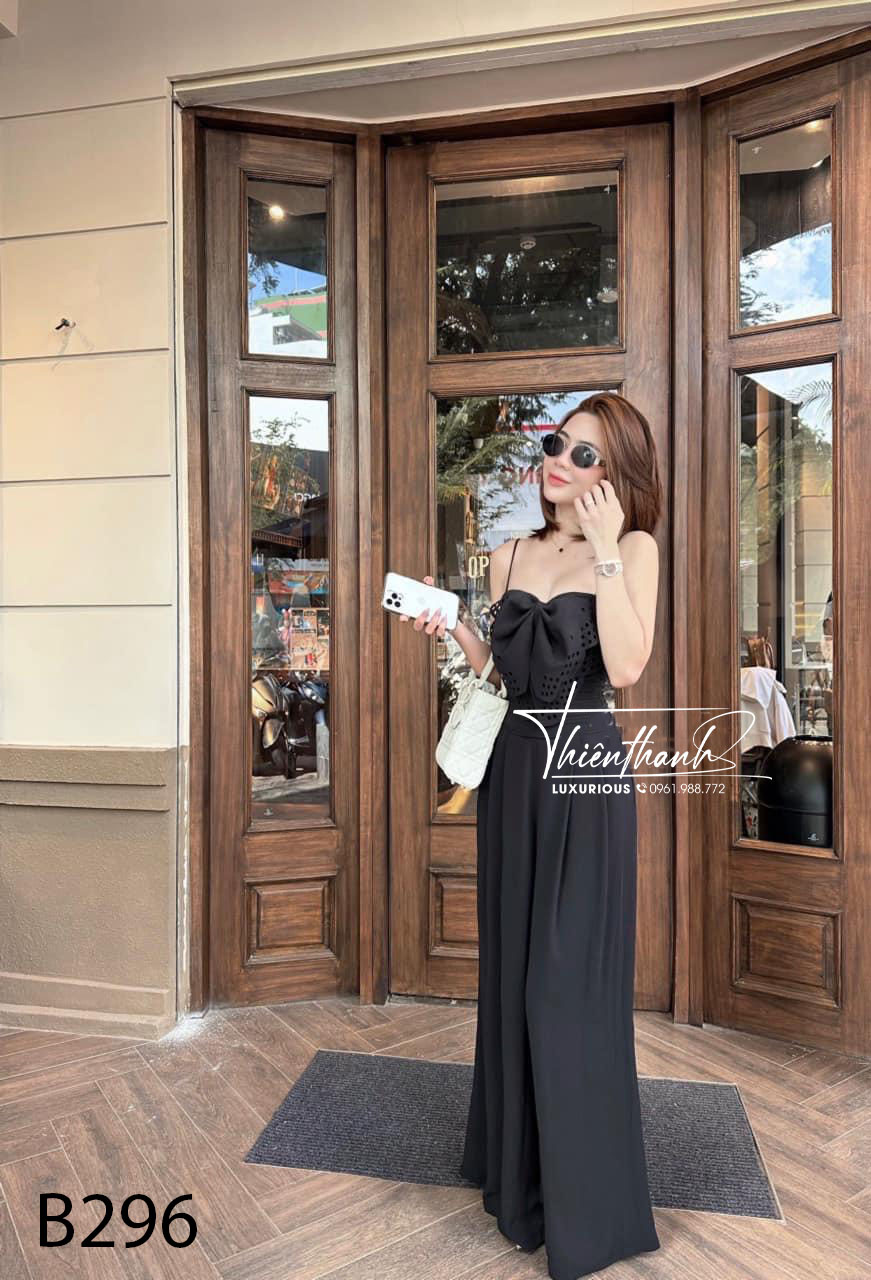 Jumpsuit Dài Hai Dây Kết Nơ