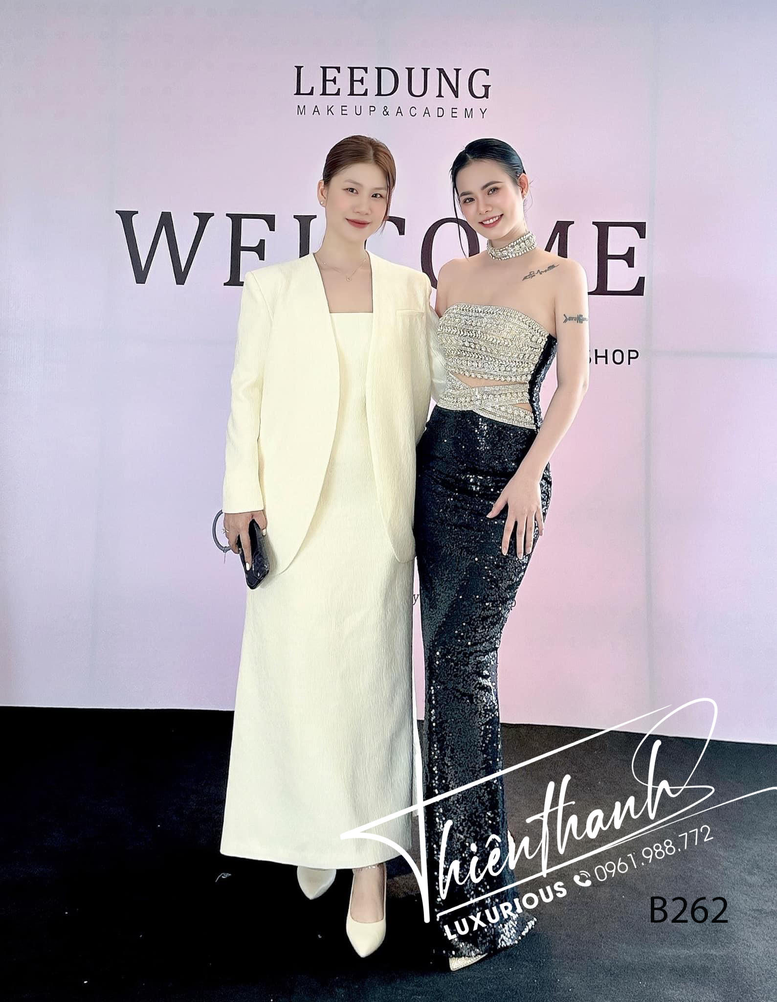 Đầm TK Dài Cúp Ngực Đính Đá Phối Dây Chéo