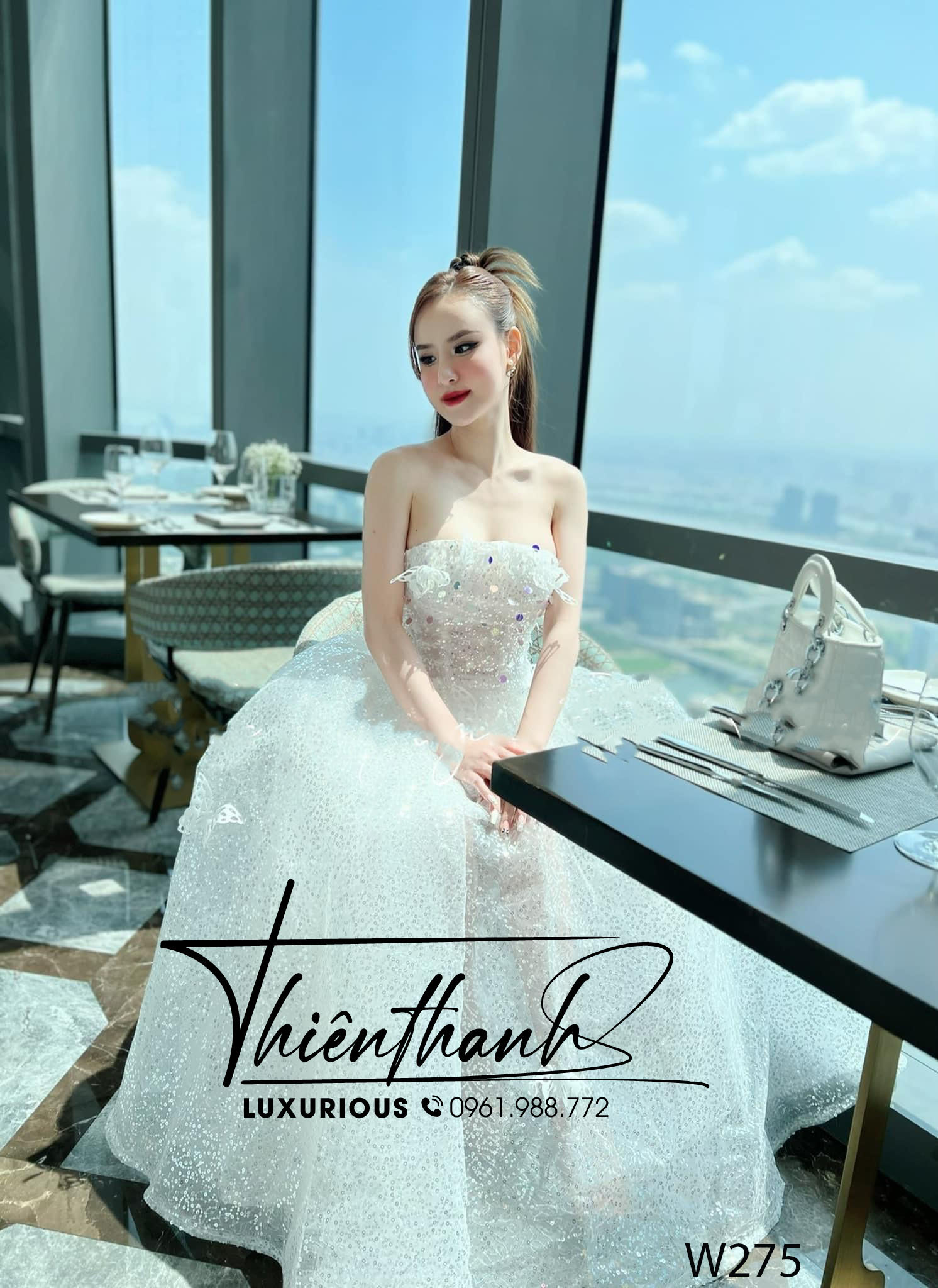 Đầm TK Dài Dáng Xoè Cúp Ngực Đính Kim Sa