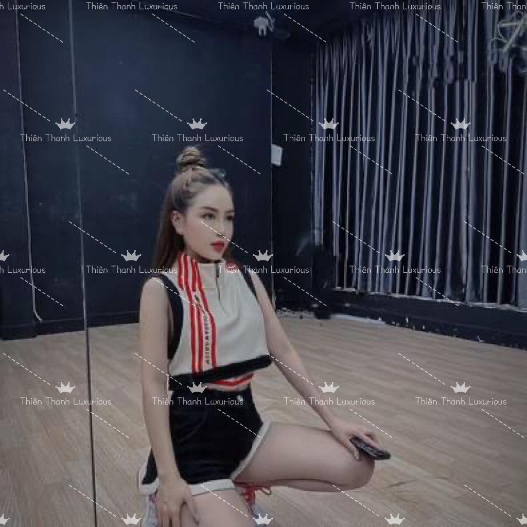 Set Bụi Ngắn Croptop Lưng Chun Phối Màu