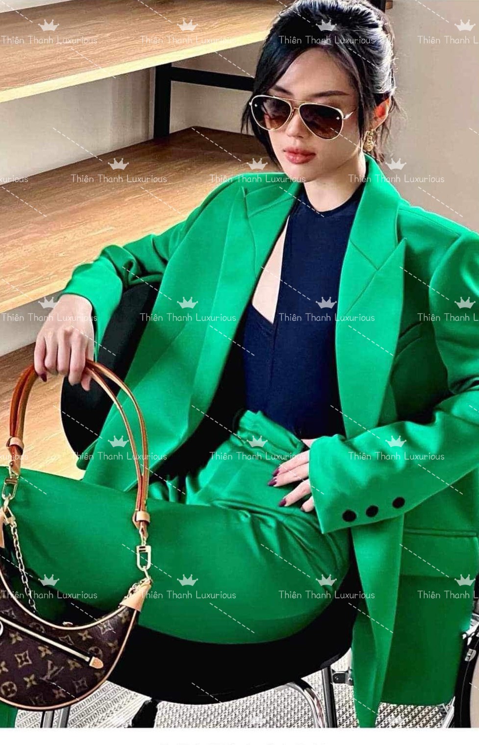 Vest Blazer Xanh Lá Kèm Quần