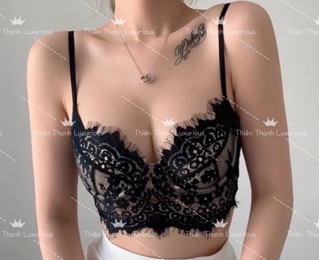 Áo Lót Bralette Có Gọng Nâng Ngực Đính Cúc Mút Mỏng