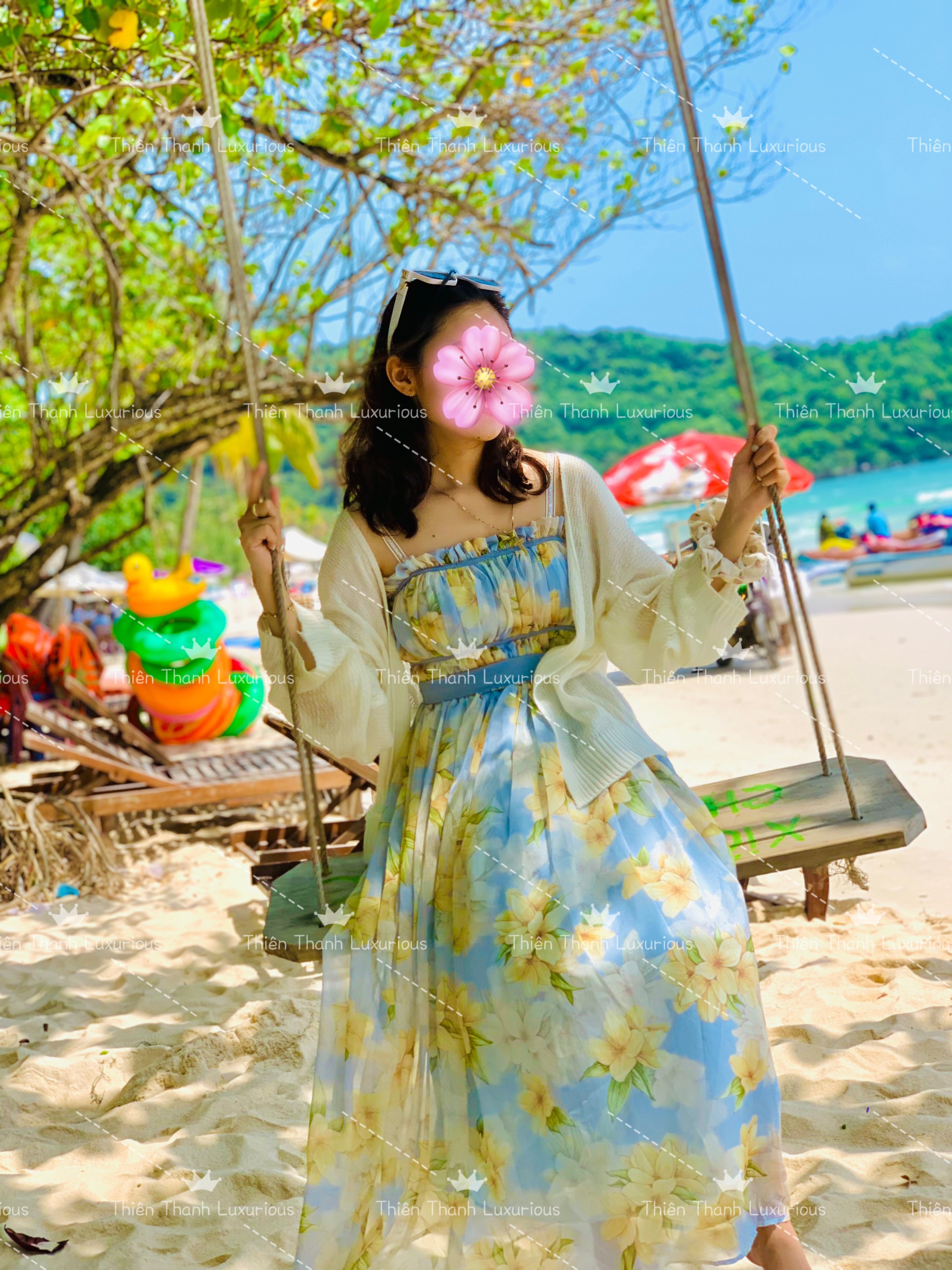 Đầm Maxi Hoa Dài Hai Dây Dáng Xoè