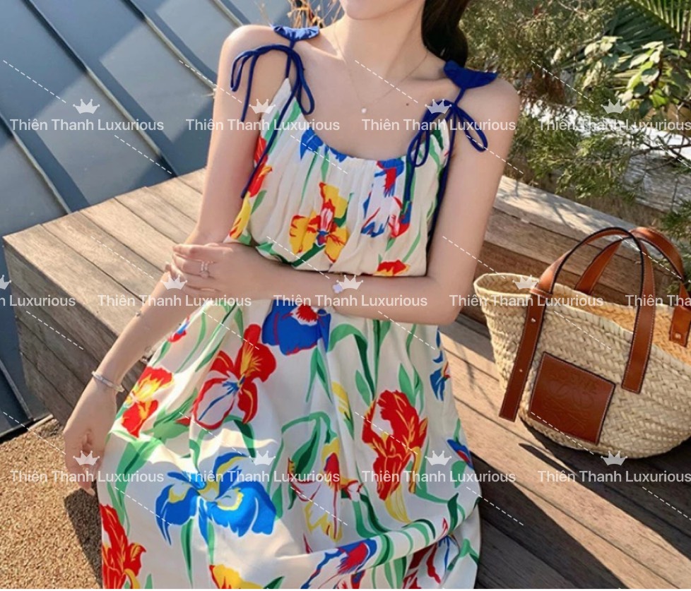 Đầm Maxi Dài Hai Dây Hoạ Tiết Hoa