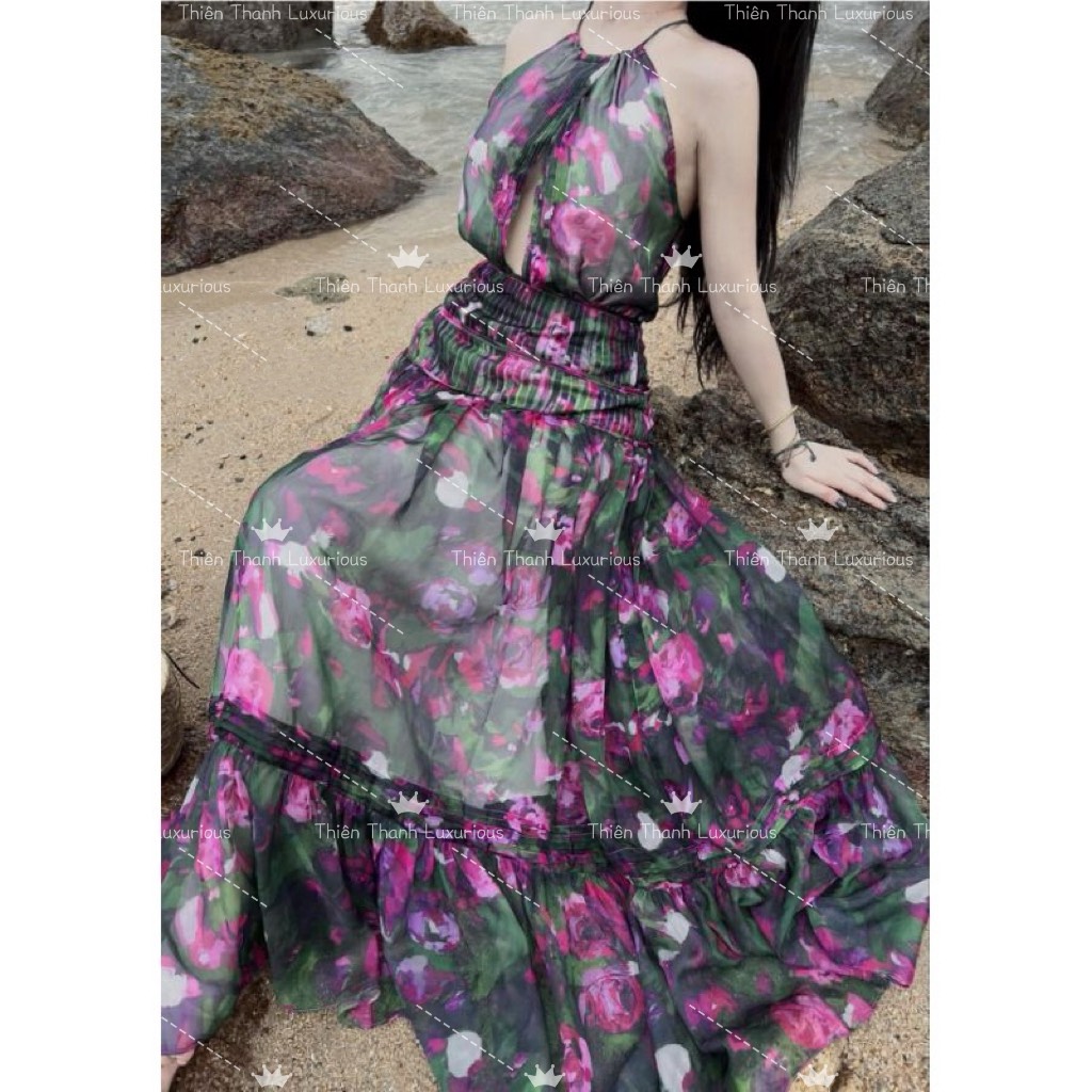 Váy Maxi Hoa Cổ Yếm