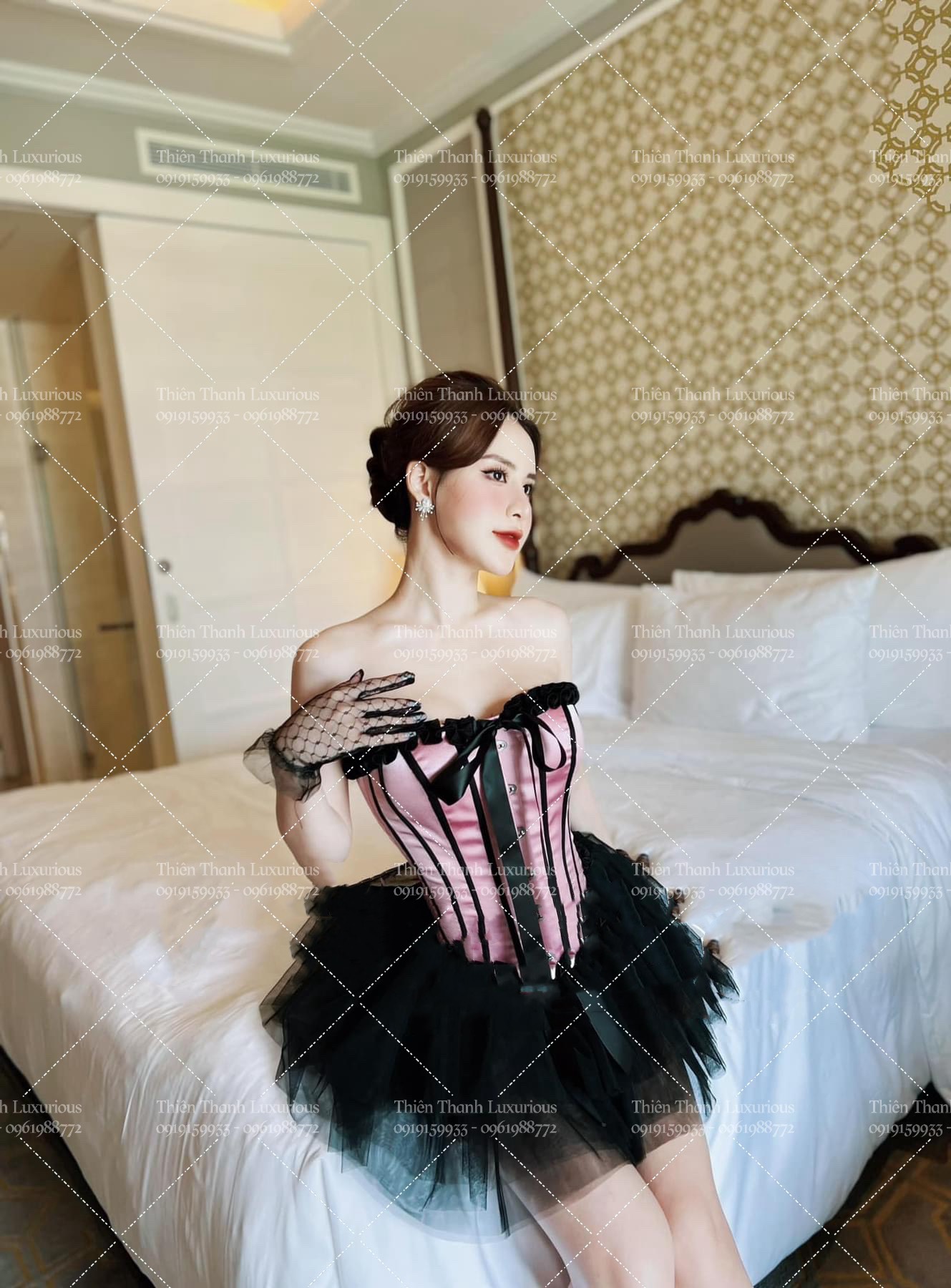 Áo Nịt Bụng Corset Ôm Dáng Hình Xương Cá Phối Ren