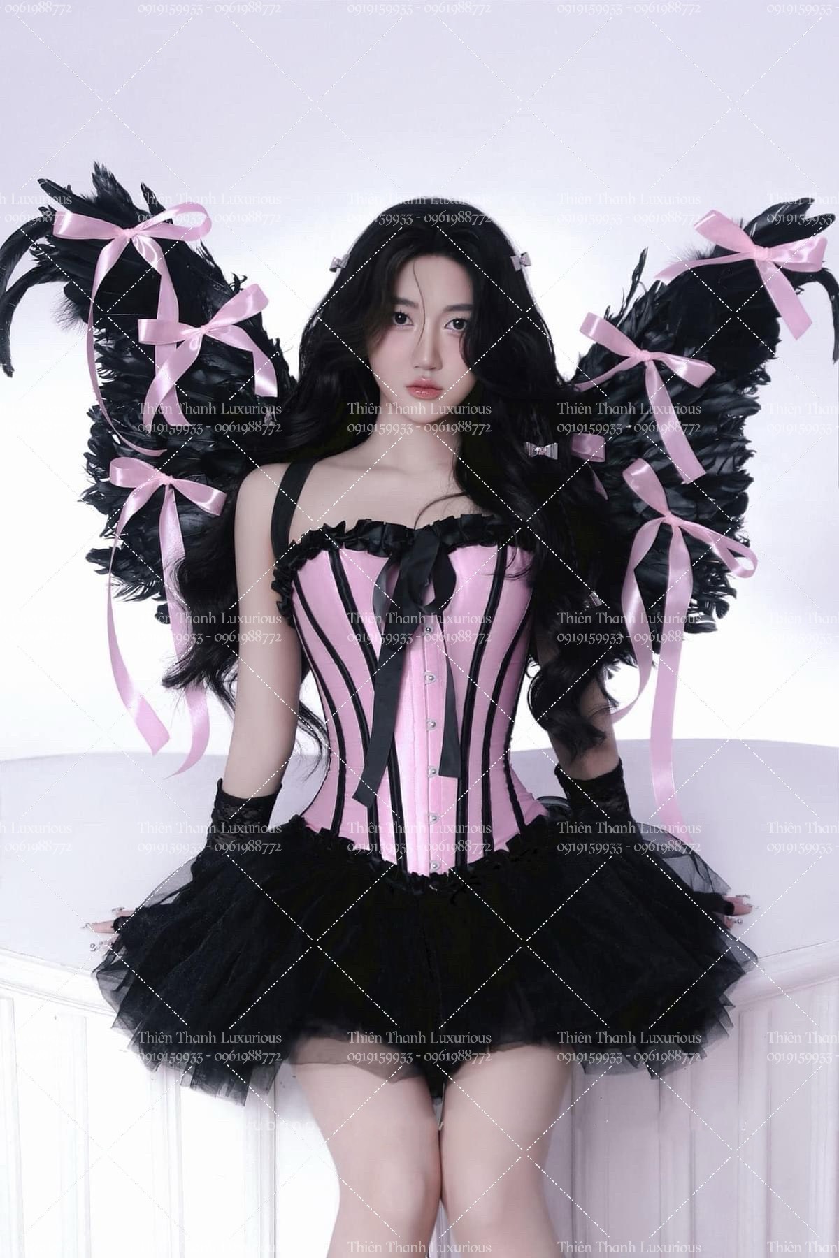 Áo Nịt Bụng Corset Ôm Dáng Hình Xương Cá Phối Ren