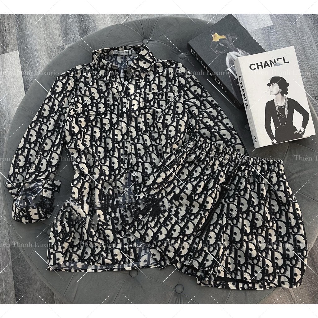 Set Áo Sơ Mi Phối Short Dior