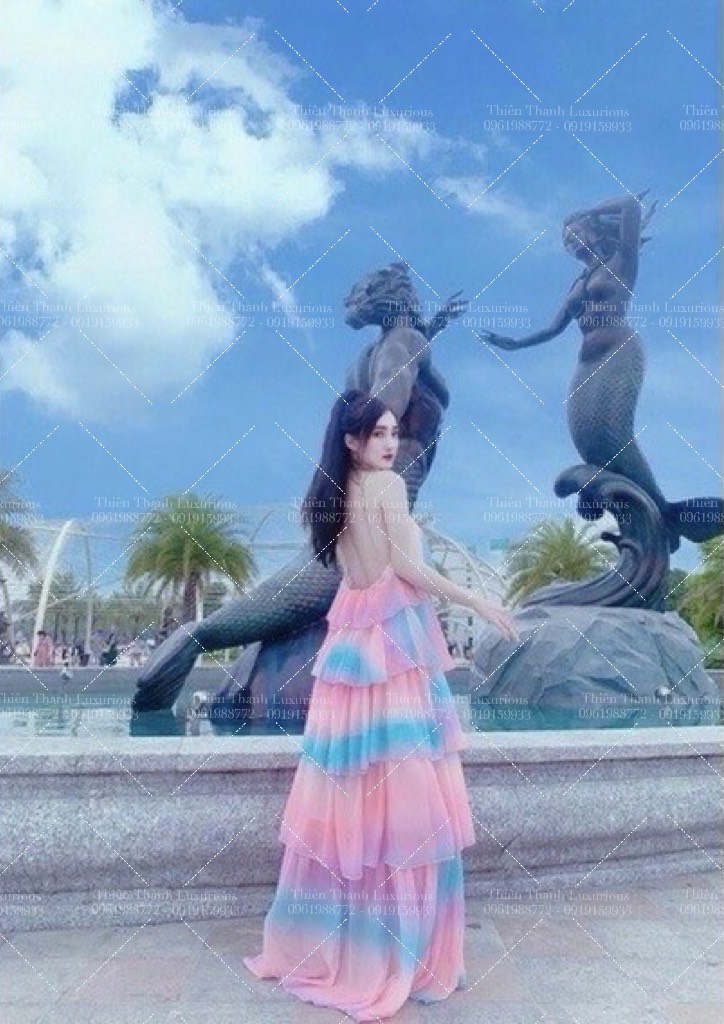 Đầm Maxi Đi Biển Loang Màu Dạng Yếm