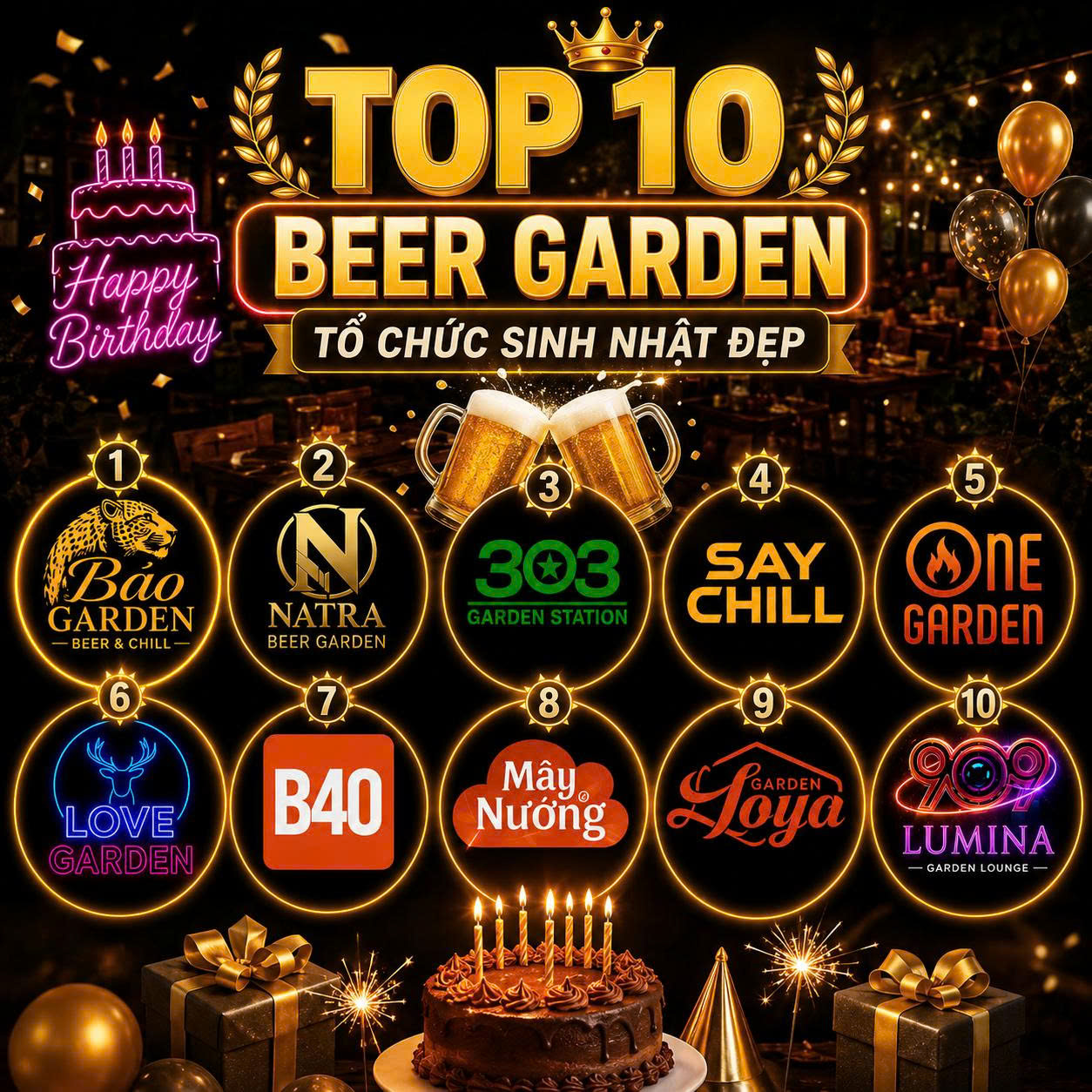Top 10 Beer Garden Tổ Chức Sinh Nhật Đẹp