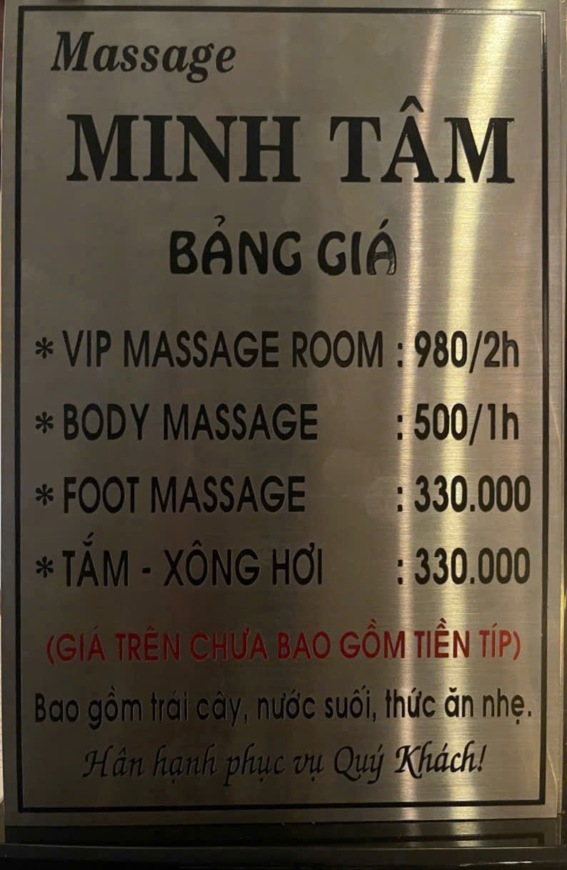 Bảng Giá Massage Minh Tâm Lý Thường Kiệt