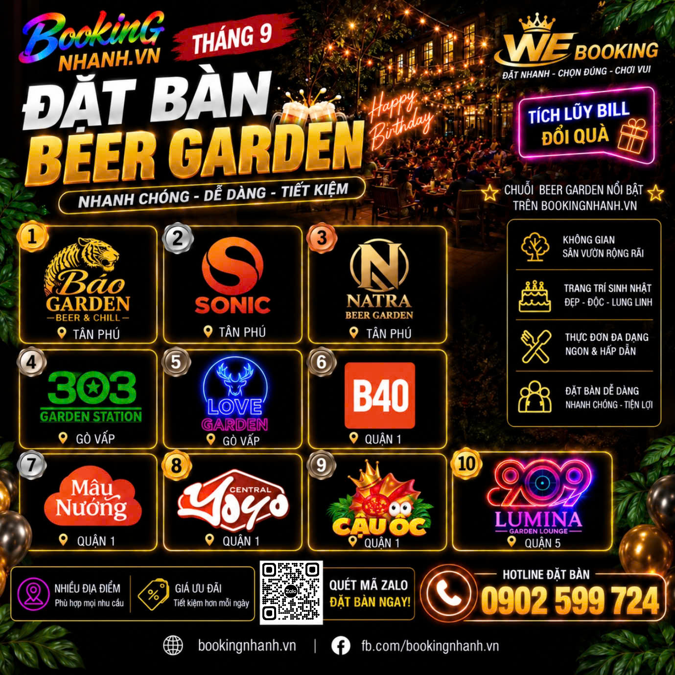 Booking Nhanh Đặt Bàn Beer Garden Tháng 9