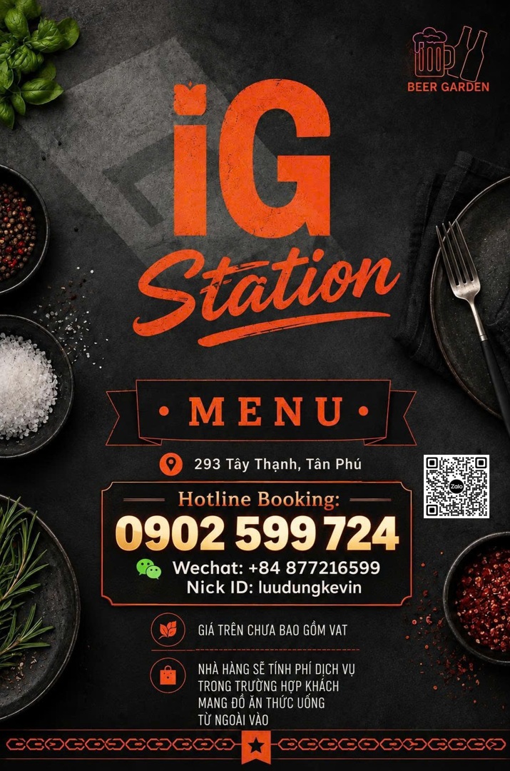 Hình Menu Thực Đơn IG Station Booking