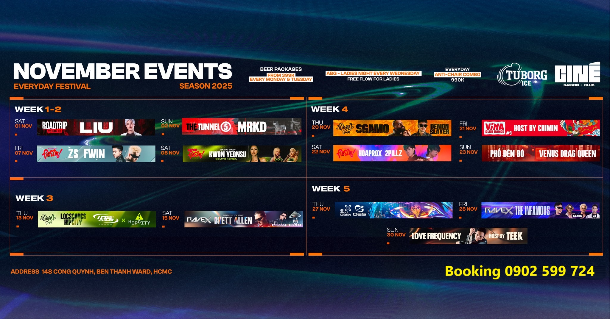 Lịch Sự Kiến Event CINÉ Saigon 148 Cống Quỳnh Quận 1