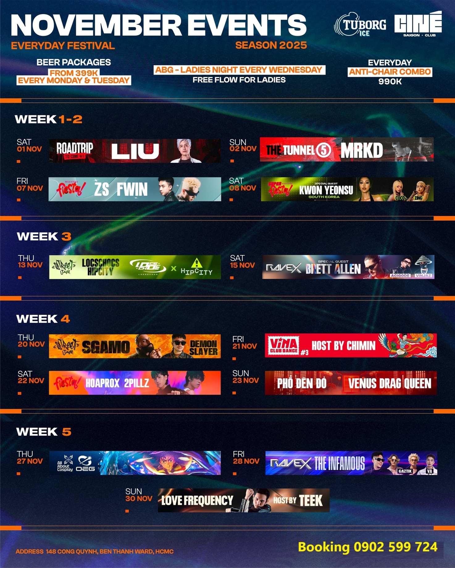 Lịch Sự Kiến Event CINÉ Saigon 148 Cống Quỳnh Quận 2