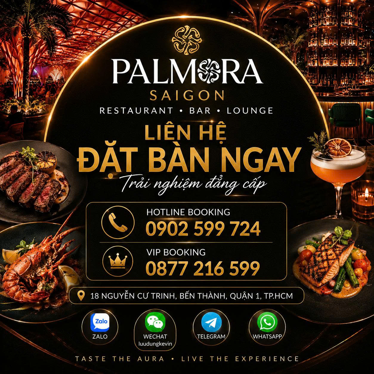Liên Hệ Đặt bàn Palmora Saigon 18 Nguyễn Cư Trinh