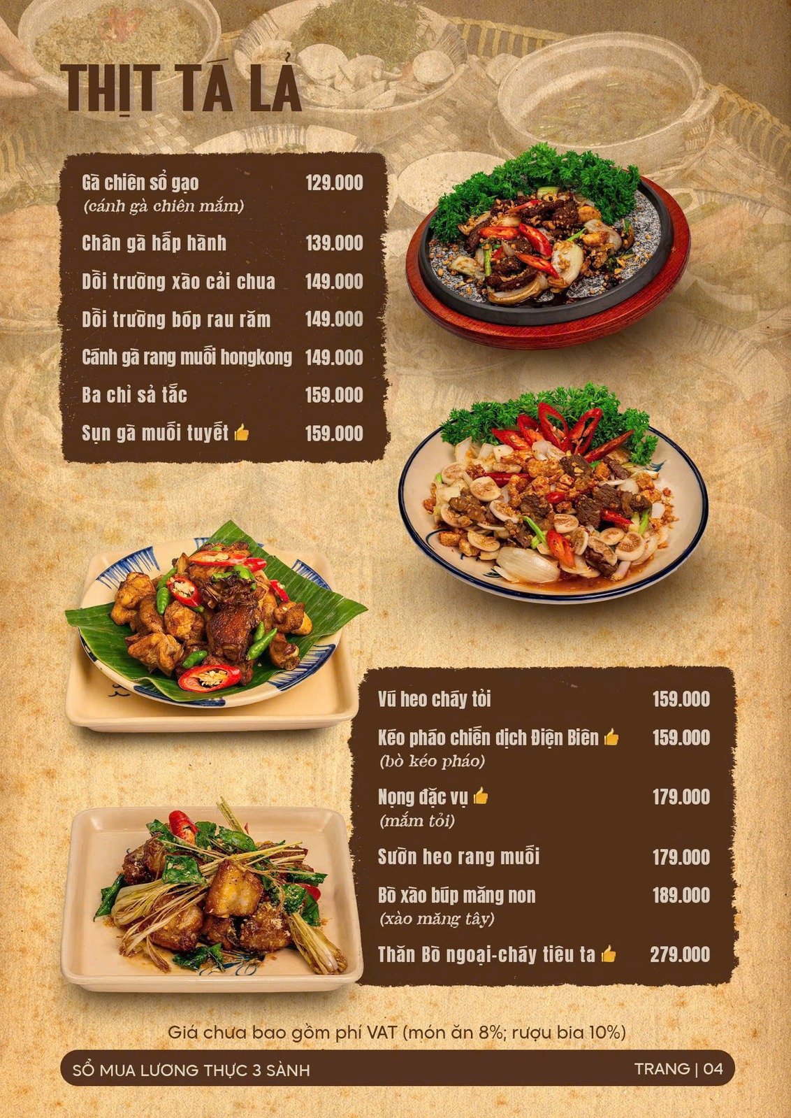 thực đơn của quán nhậu 3 sành plus thành phố hồ chí minh