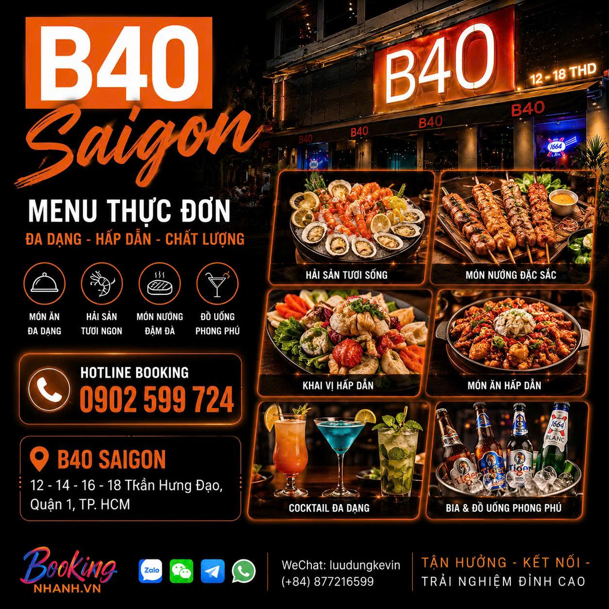 Menu B40 Saigon 16 Trần Hưng Đạo Quận 1