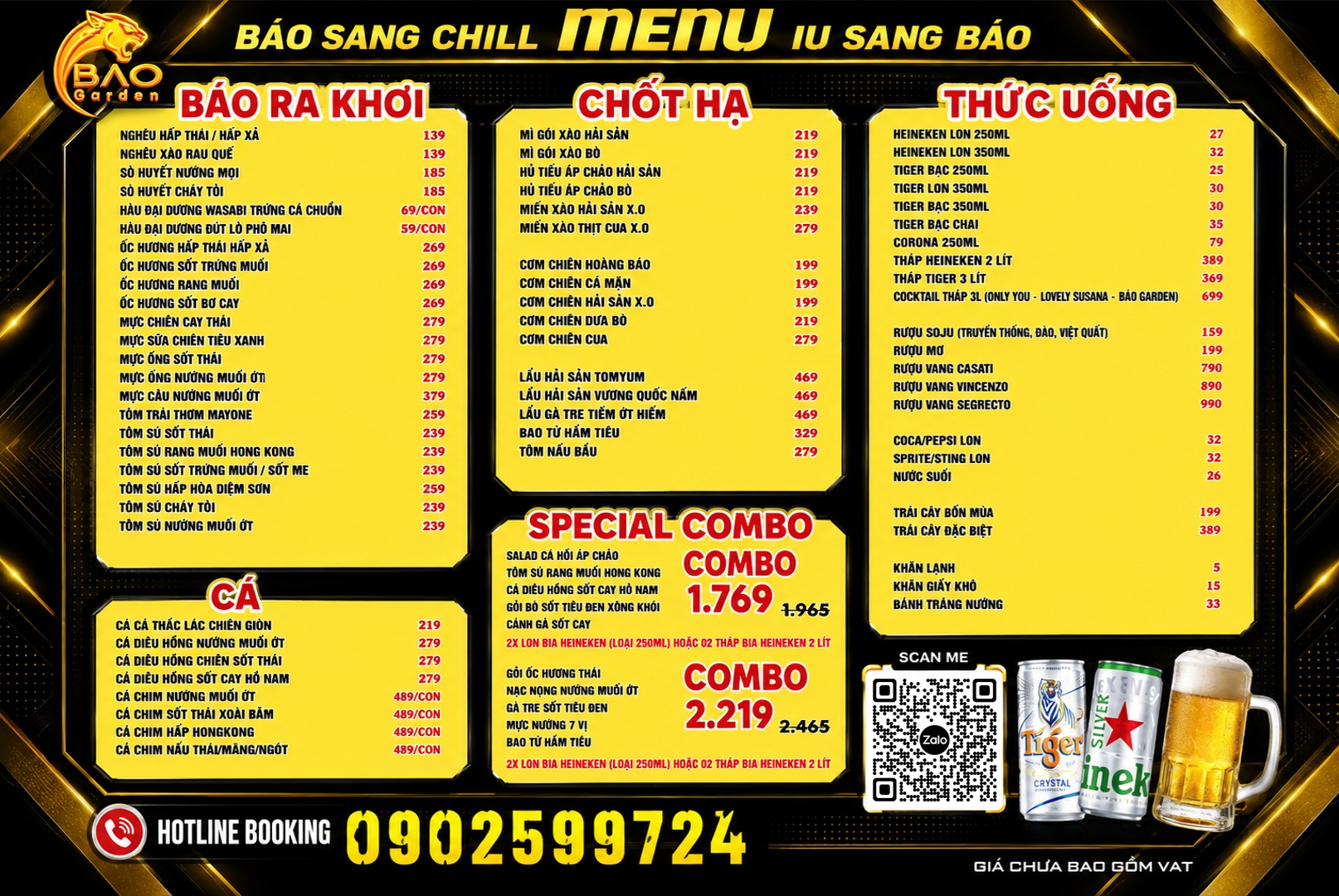 Menu Báo Garden 120 Tân Sơn Nhì Tân Phú