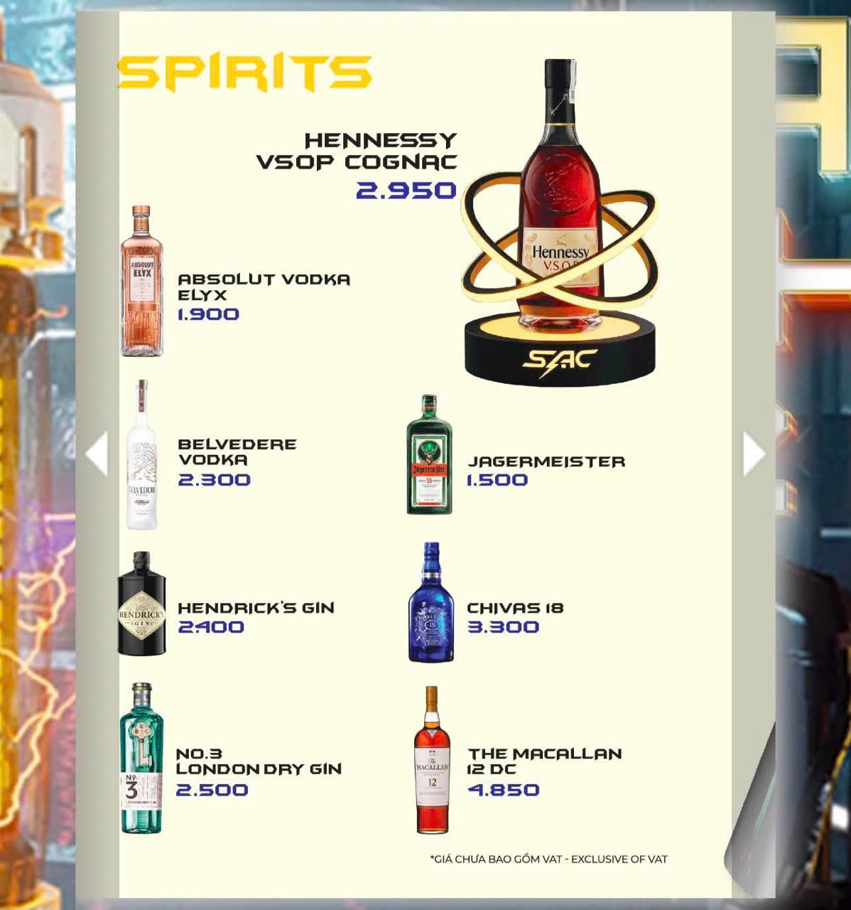 Menu Bia Nước Sạc Station
