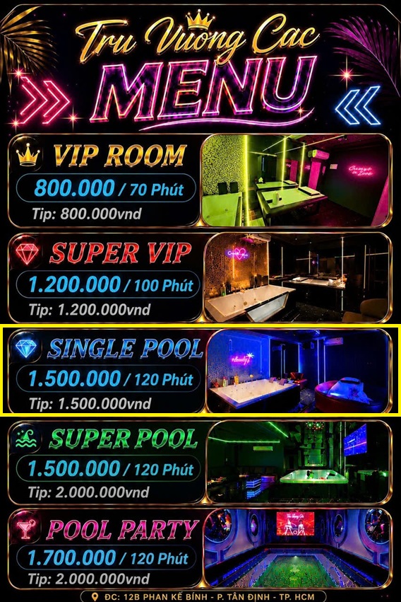 Menu Full Ticket Massage Trụ Vương Các