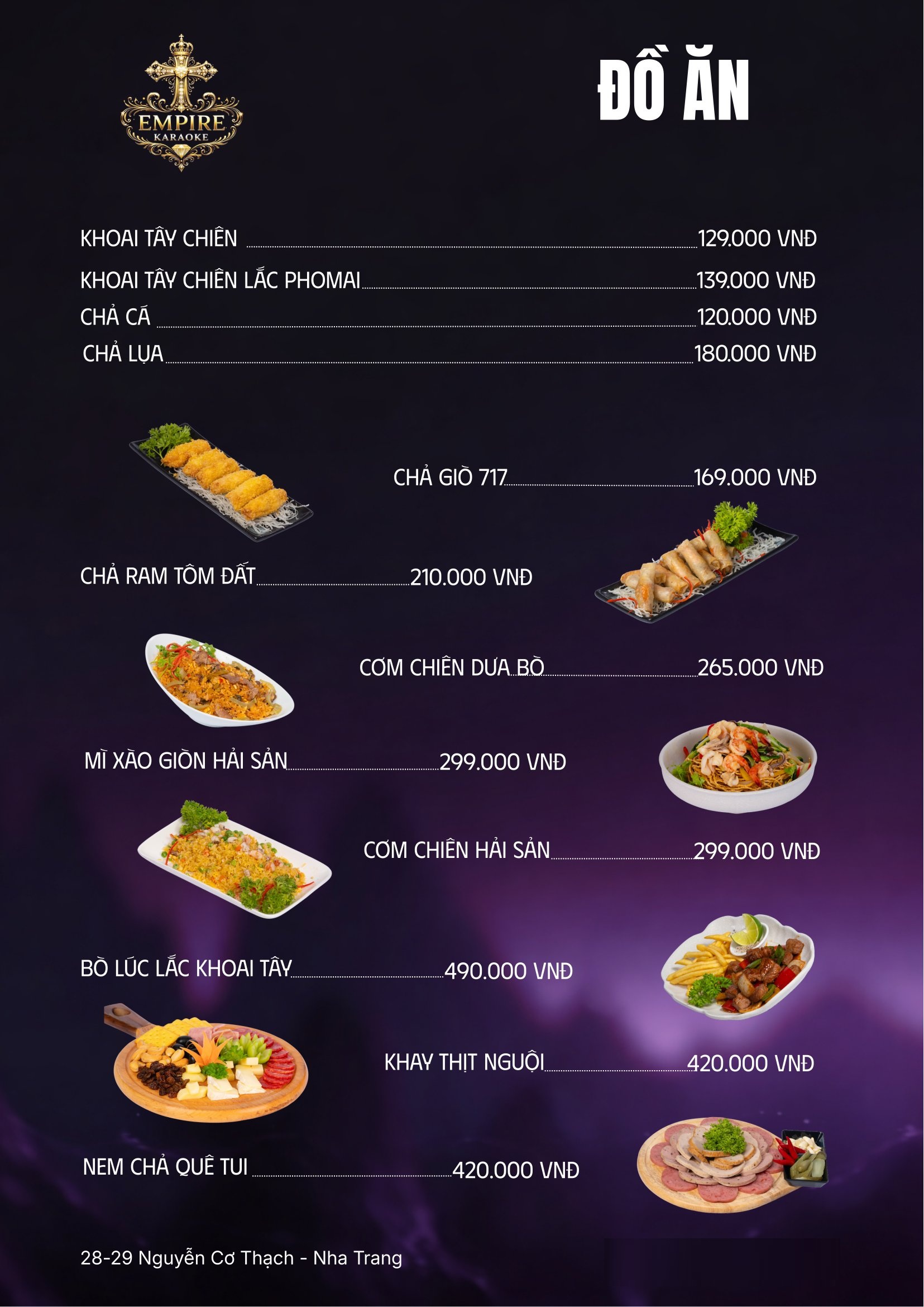 Đồ Ăn Thực Đơn Karaoke Empire KTV Nha Trang