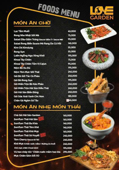 Menu Love Garde 258 Nguyễn Văn Lượng Gò Vấp 2