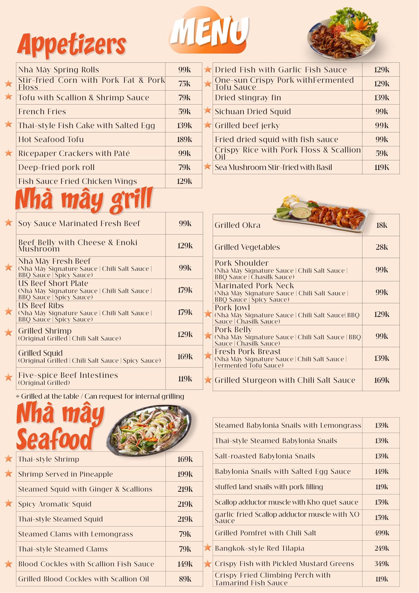 Menu Mây Nướng Restaurant Tiếng Anh (1)