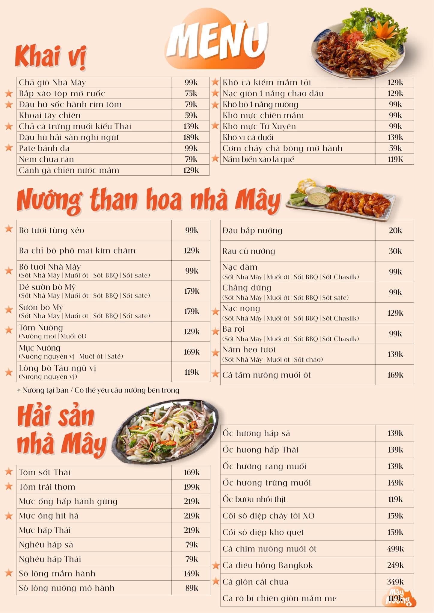 Menu Nhà Hàng Mây Nướng Restaurant Tiếng Việt (1)
