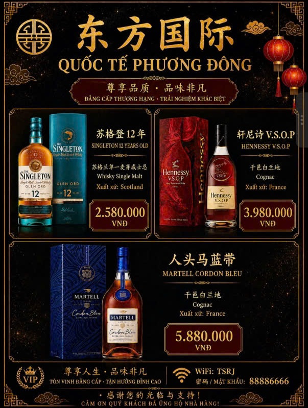Menu Rượu Quốc Tế Phương Đông