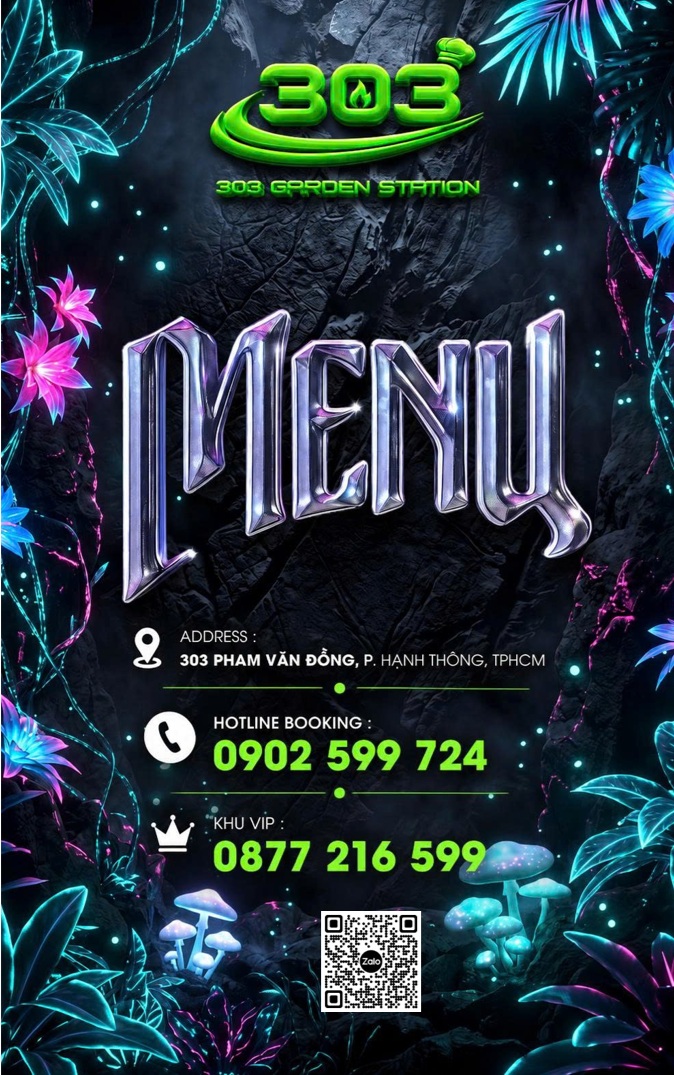 Menu Thực Đơn 303 Garden Station Phạm Văn Đồng