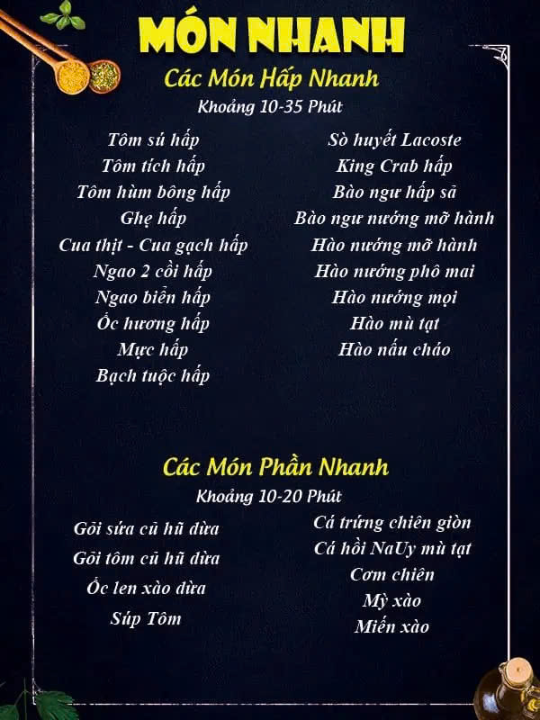 Món Nhanh Menu Thực Đơn Giang Ghẹ Tân Bình 680 Trường Chinh