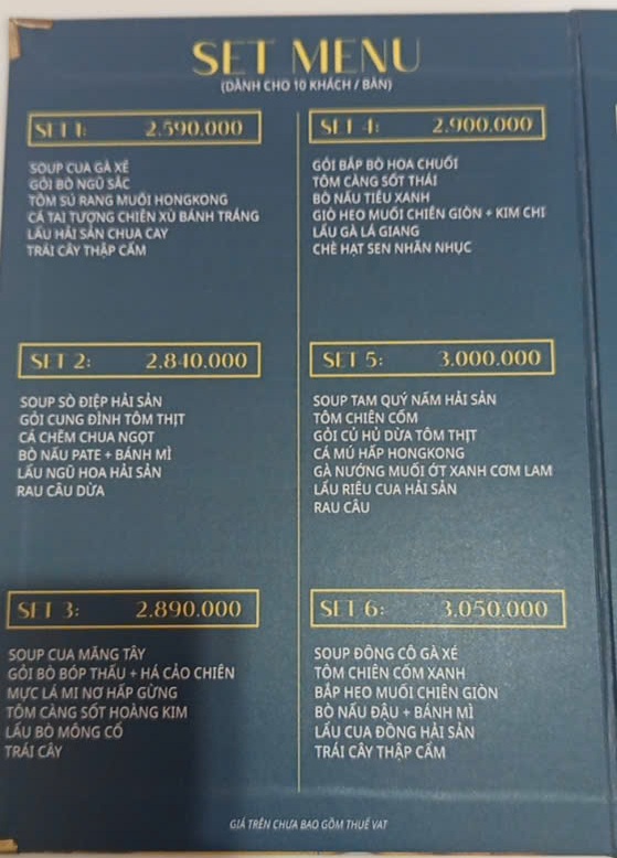 Set Menu Tiệc Nhà Hàng 175 Restaurant
