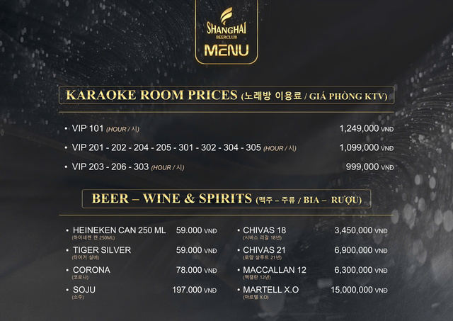 Shanghai Bảng Giá Karaoke Club Đà Nẵng