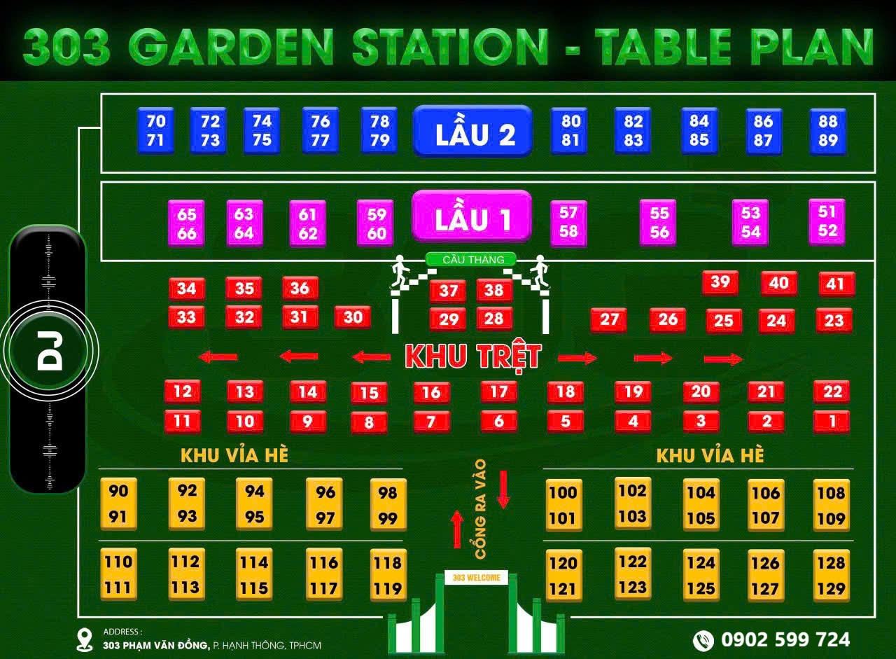 Sơ Đồ Bàn 303 Beer Garden