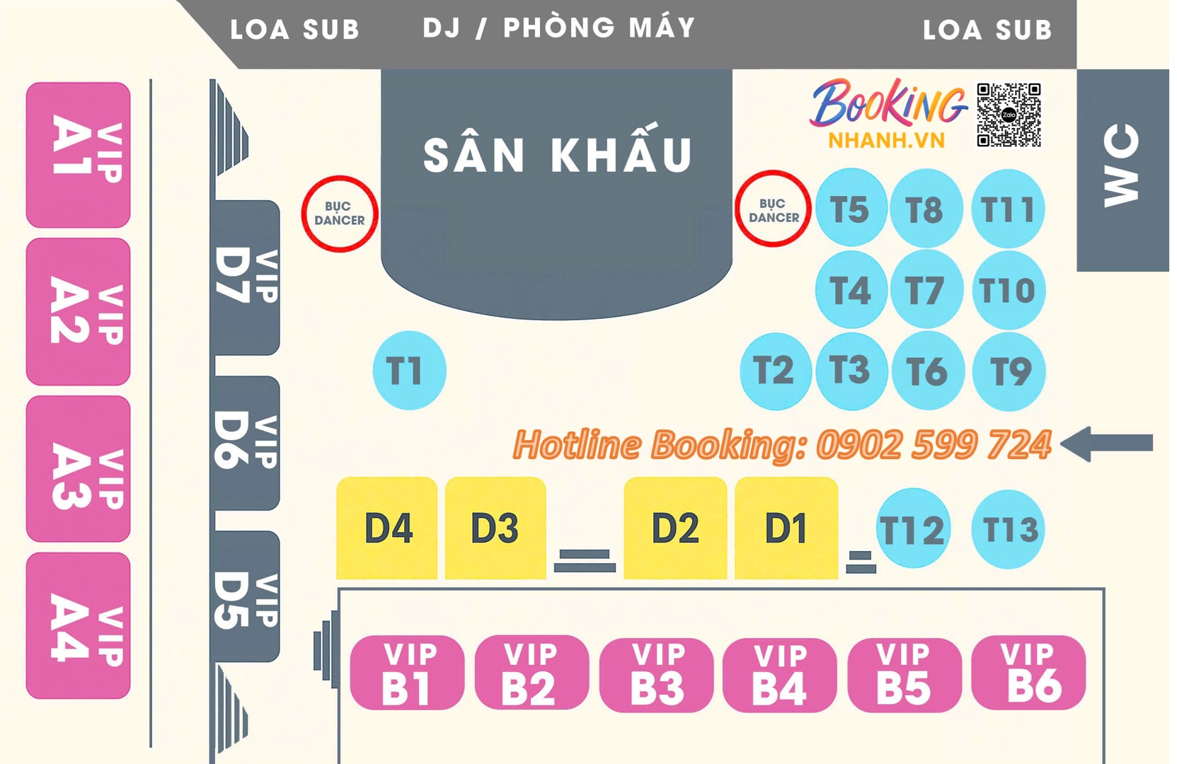 Sơ Đồ Đặt Bàn 9E CLUB Phú Quốc