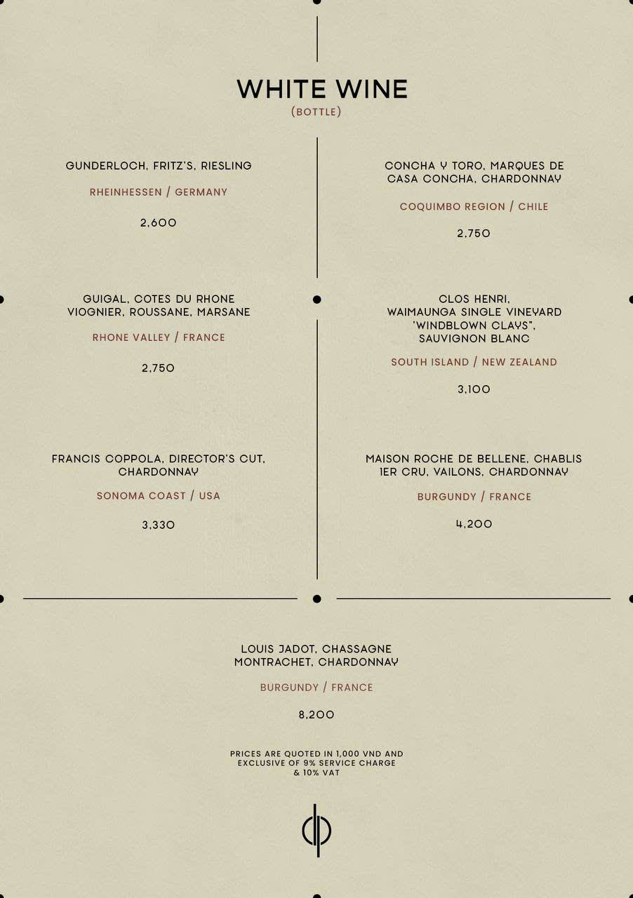 thực đơn của zion