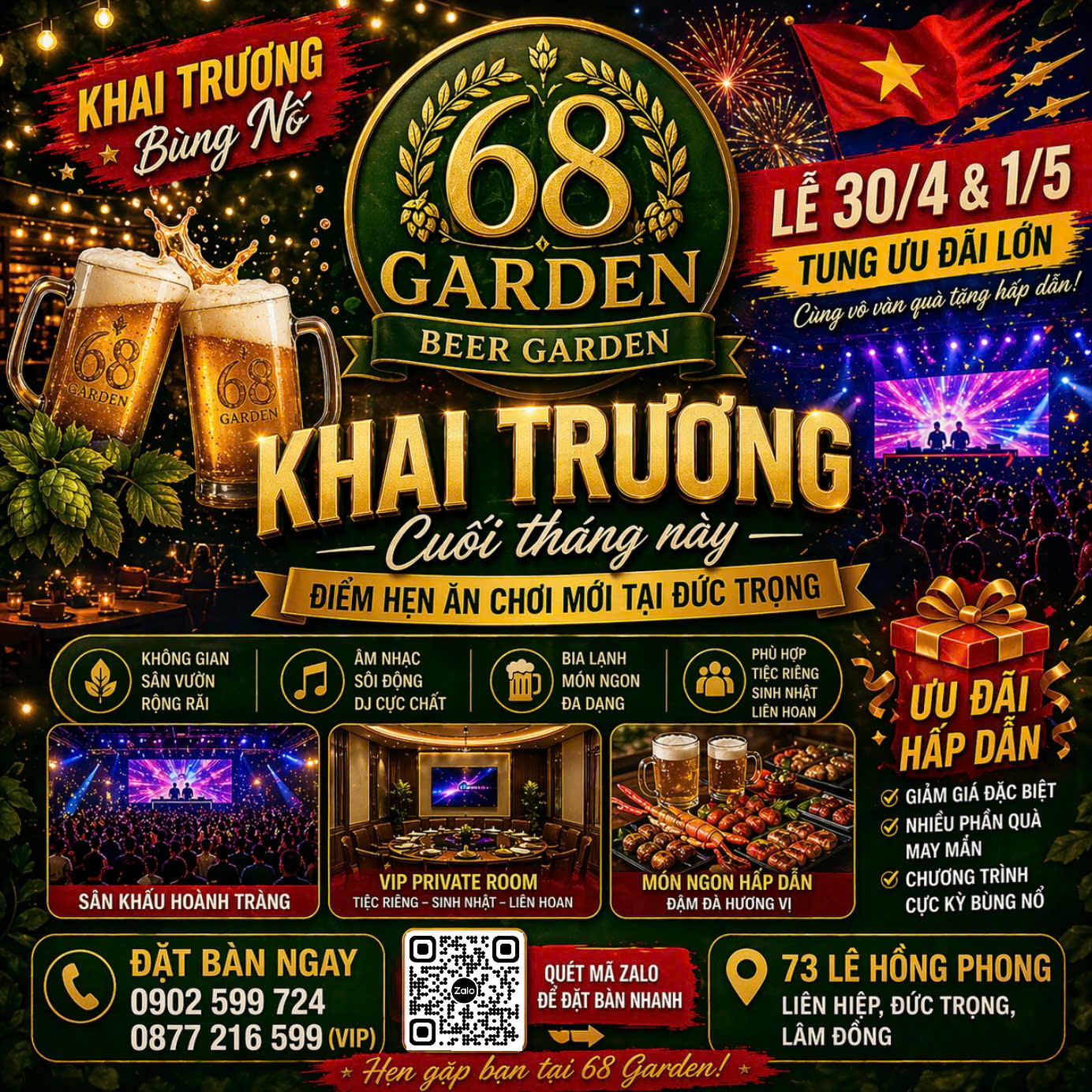 68 Beer Garden - 73 Lê Hồng Phong - Đức Trọng Lâm Đồng