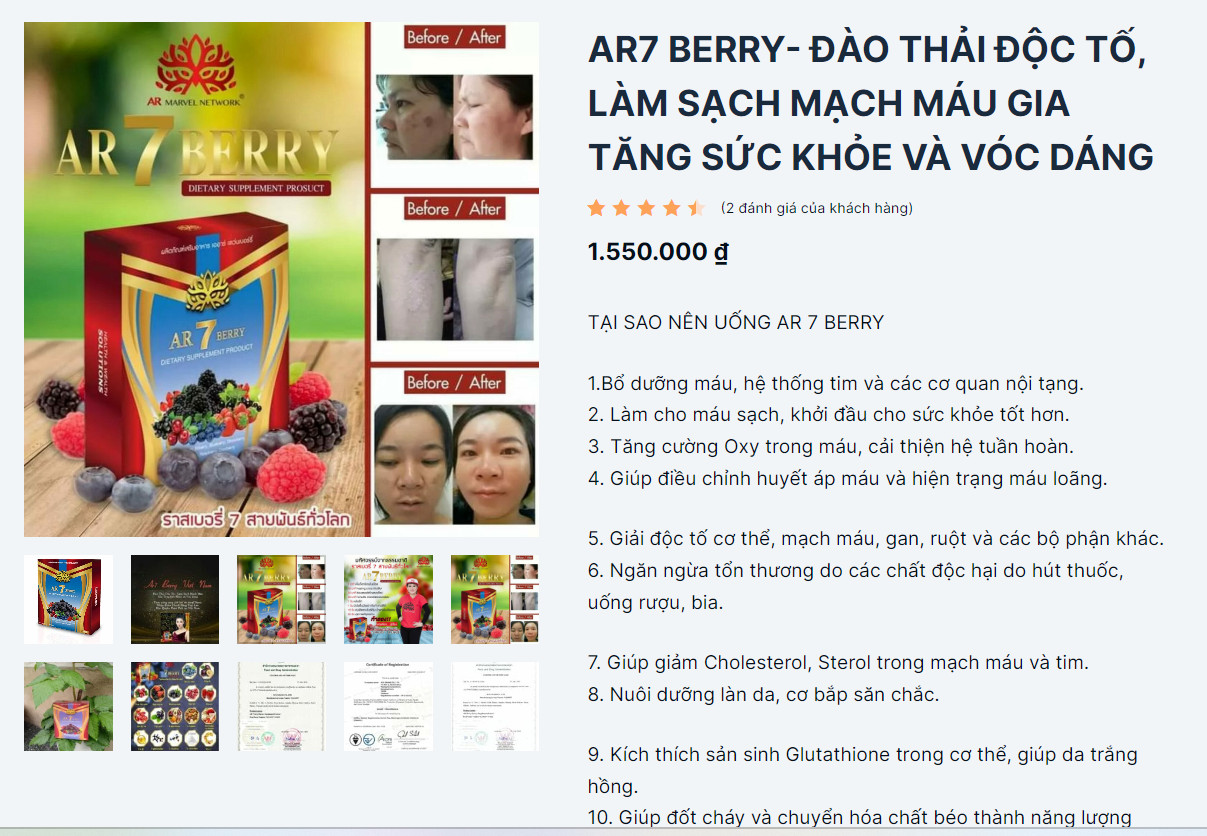 AR7 Berry Thailand - Đào Thải Độc Tố Mạch Máu Hiệu Quả