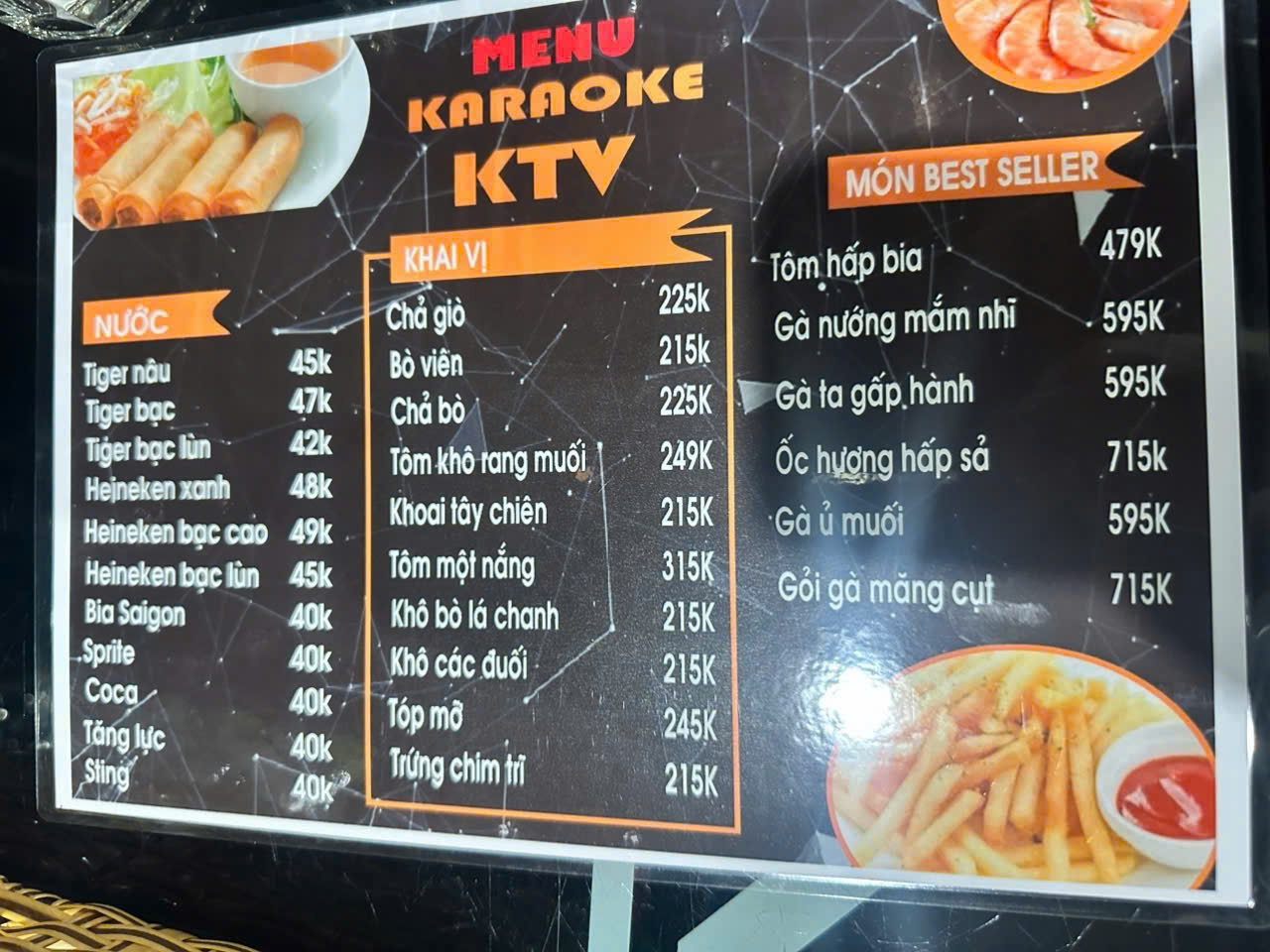 Karaoke Las Vegas Tân Phú Menu Thực Đơn