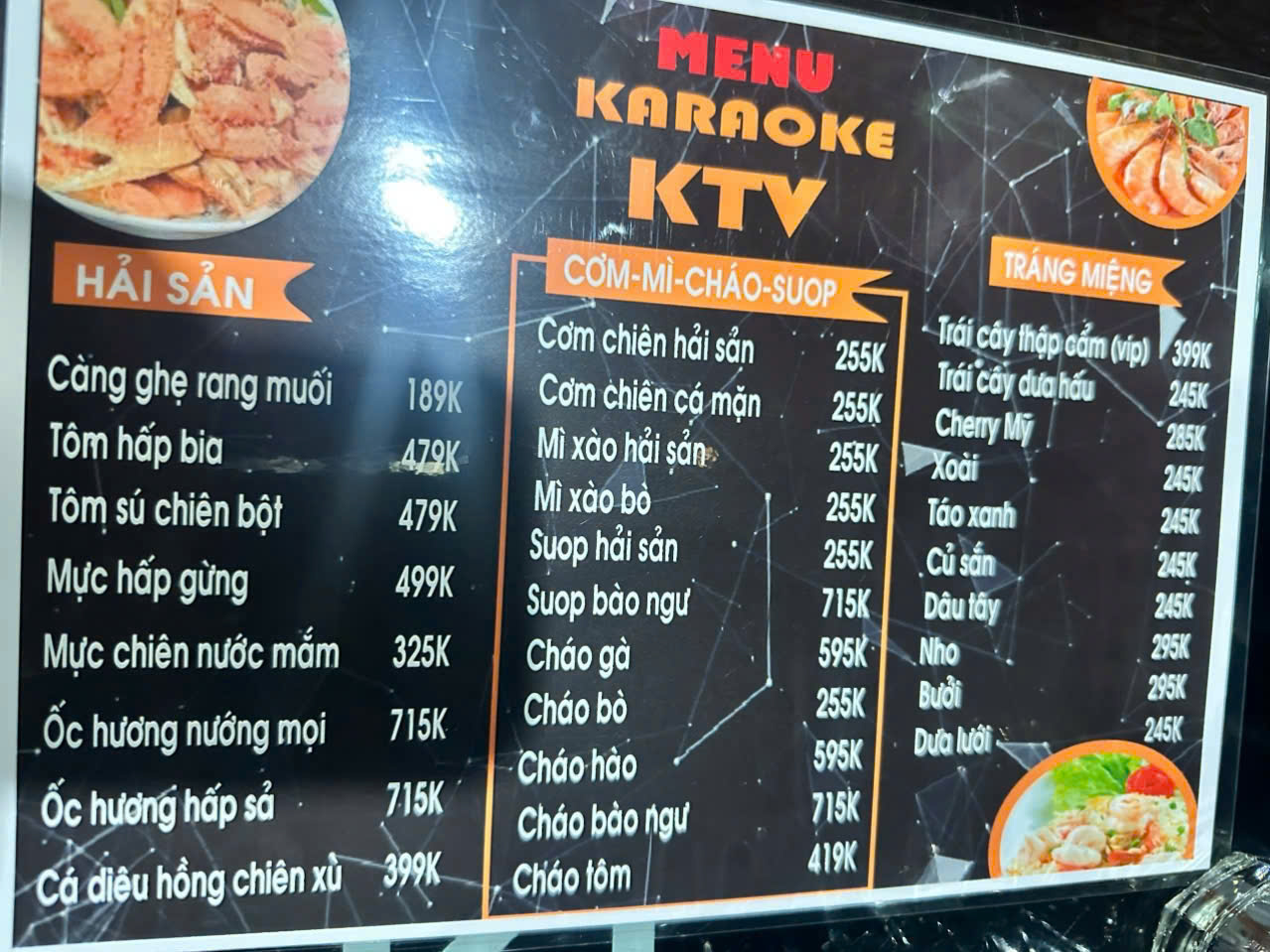 Menu Karaoke Las Vegas Tân Phú