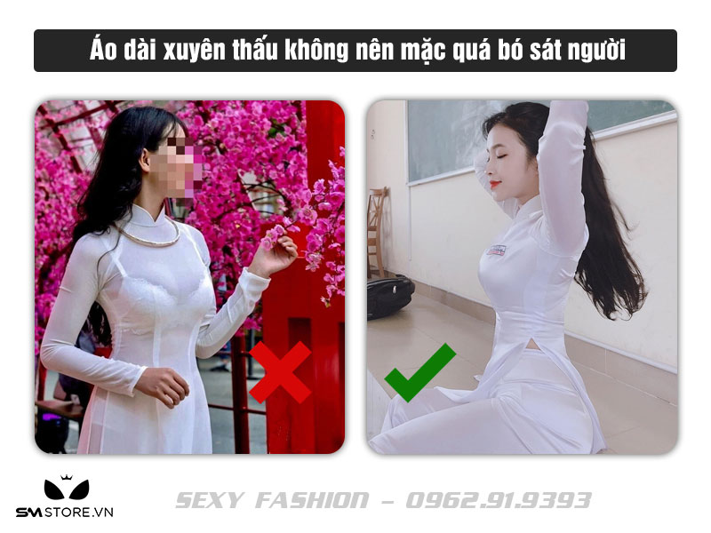 Áo dài xuyên thấu mặc bó sát người