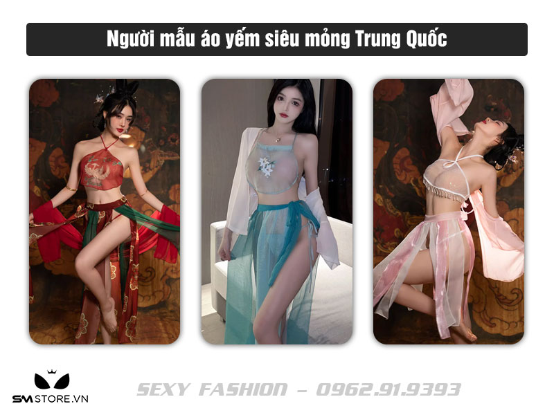 Người mẫu mặc áo yếm siêu mỏng Trung Quốc