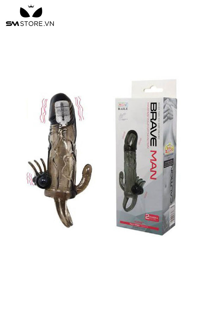 SMT1492 - Bao cao su đôn Brave Man rung bao quy đầu có 3 nhánh