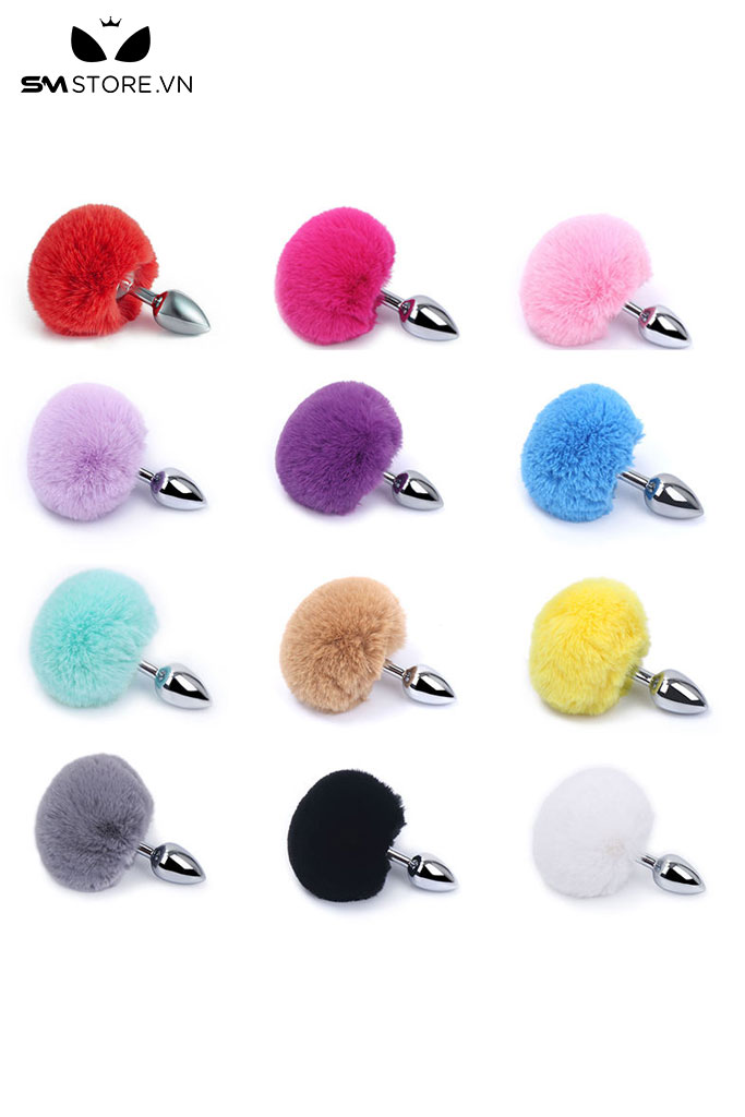 SMT051 - butt plug cosplay đuôi thỏ có phích cắm hình thoi 4 size