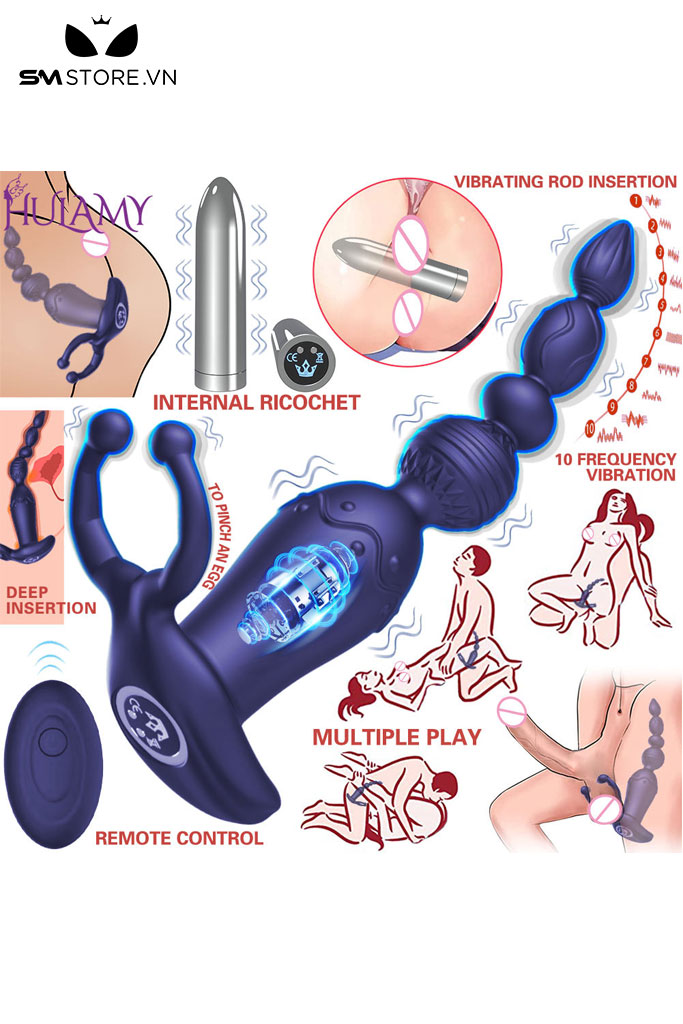 SMT1589 - Anal beads có 10 tần số rung dùng sạc điều khiển mini xa