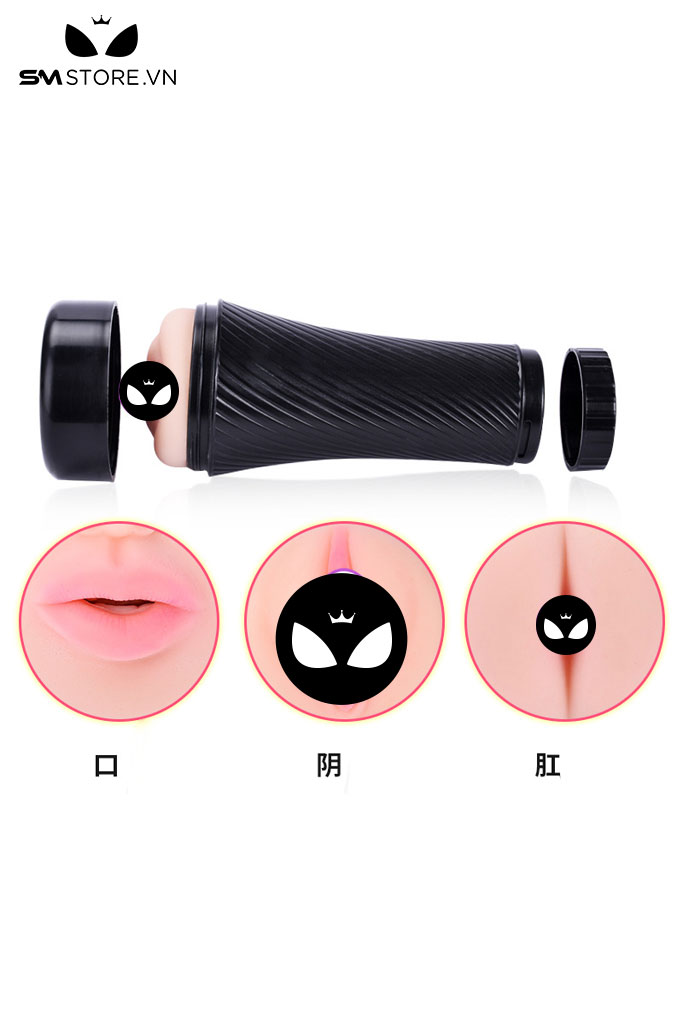 SMT2084 - Cốc thủ dâm 2 đầu có miệng âm đạo và hậu môn dài 21cm
