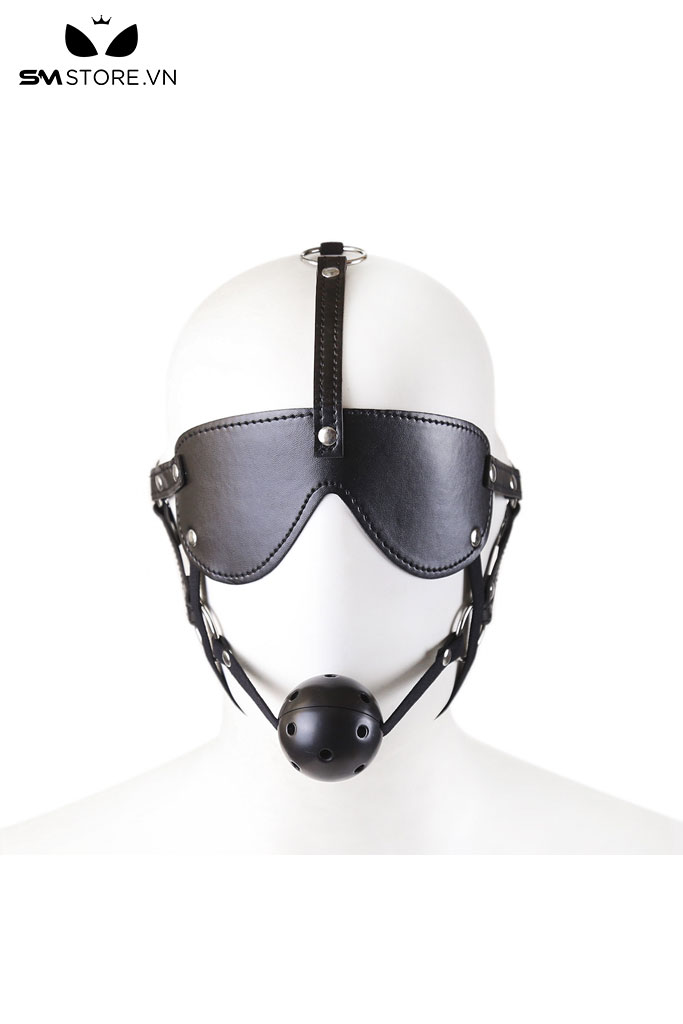SMT1515 - Ball gag mix mặt nạ tình yêu chất liệu da PU có nấc chỉnh